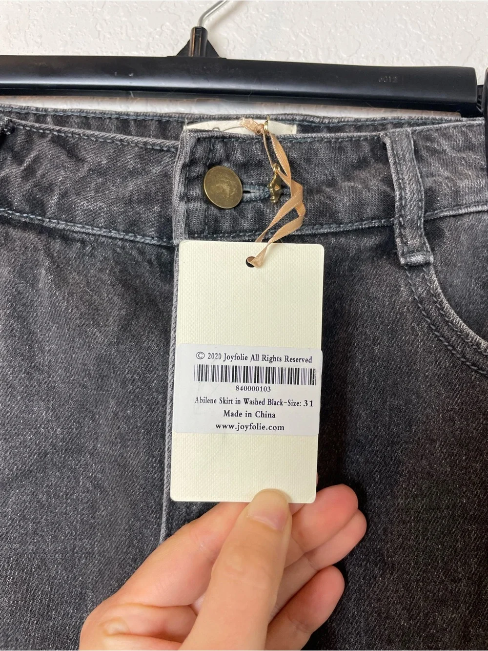 BNWT! Joyfolie Washed Black Distressed Denim Mini Skirt Size 31